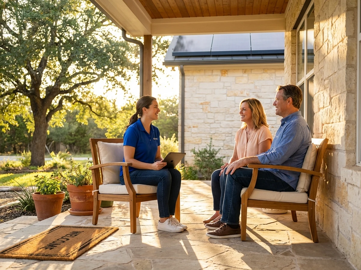 Technician helping customer